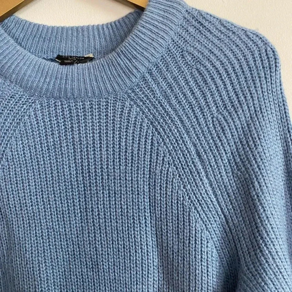 Ann Taylor Blue Wool Blend Balloon Sleeve Sweater Dress - Picture 7 of 13